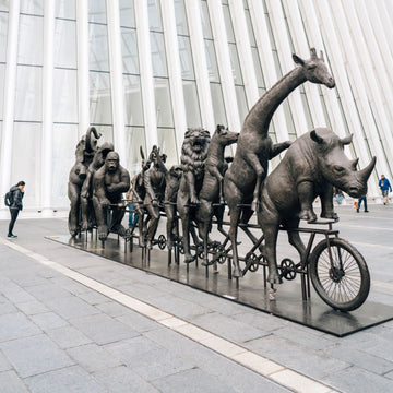 They Were on a Wild Ride to a Safer Place with Rabbitwoman and Dogman (Bronze Sculpture)