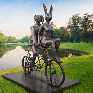 Tandem Lovers in Love (Bronze Sculpture)