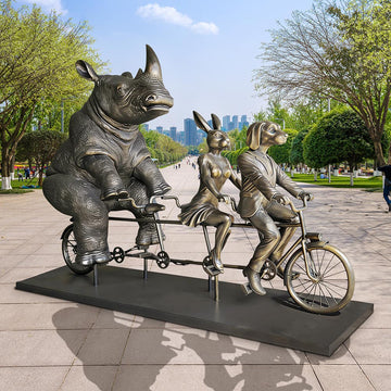 Rabbitwoman, Dogman, and the Northern White Rhino Journey Together for the Wild (Fibreglass Sculpture) (Copy)