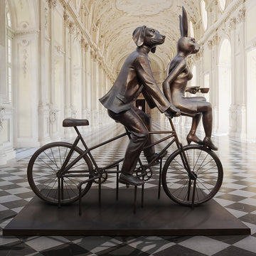Tandem Lovers in Love (Bronze Sculpture)