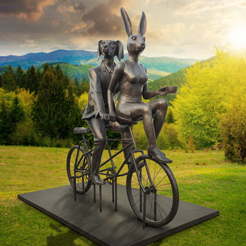 Tandem Lovers in Love (Bronze Sculpture)
