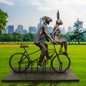 Tandem Lovers in Love (Bronze Sculpture)