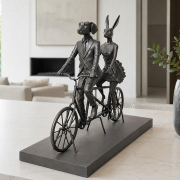 Tandem Riders are Loving Life (Bronze Sculpture)