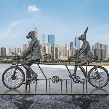 Tandem Riders on a Mission (Bronze Sculpture)