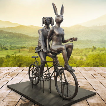 Tandem Lovers in Love (Bronze Sculpture)