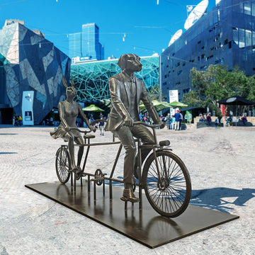 Tandem Riders on a Mission (Bronze Sculpture)