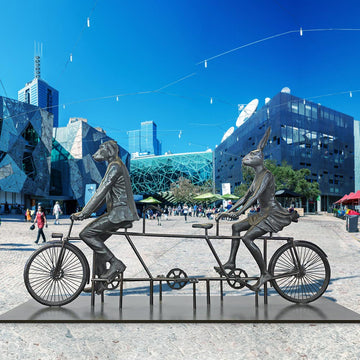 Tandem Riders on a Mission (Bronze Sculpture)