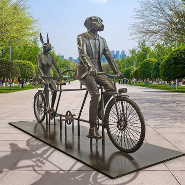 Tandem Riders on a Mission (Bronze Sculpture)