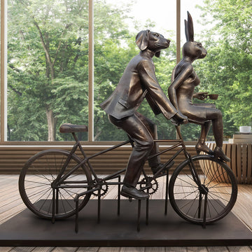 Tandem Lovers in Love (Bronze Sculpture)