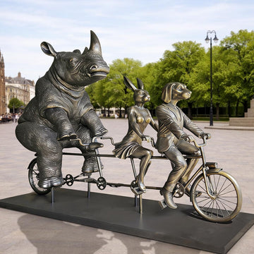 Rabbitwoman, Dogman, and the Northern White Rhino Journey Together for the Wild (Fibreglass Sculpture) (Copy)