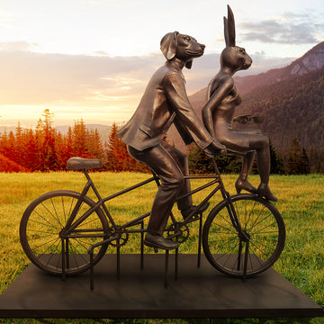 Tandem Lovers in Love (Bronze Sculpture)