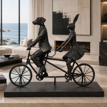 Tandem Riders are Loving Life (Bronze Sculpture)