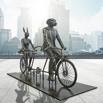Tandem Riders on a Mission (Bronze Sculpture)