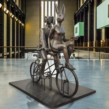 Tandem Lovers in Love (Bronze Sculpture)