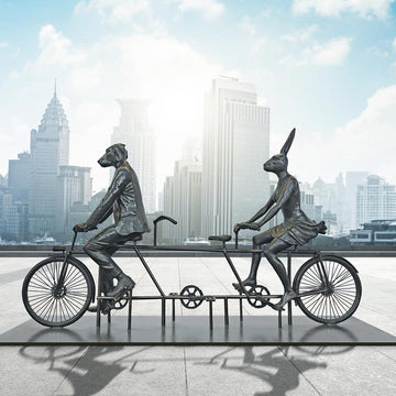 Tandem Riders on a Mission (Bronze Sculpture)