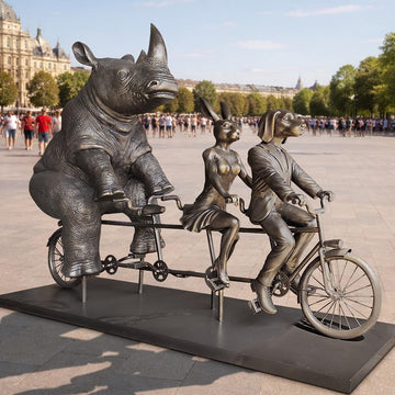 Rabbitwoman, Dogman, and the Northern White Rhino Journey Together for the Wild (Fibreglass Sculpture) (Copy)