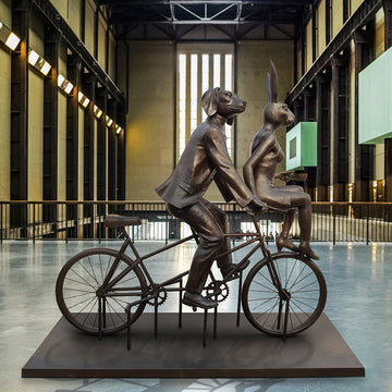 Tandem Lovers in Love (Bronze Sculpture)