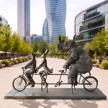 Rabbitwoman, Dogman, and the Northern White Rhino Journey Together for the Wild (Fibreglass Sculpture) (Copy)