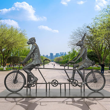 Tandem Riders on a Mission (Bronze Sculpture)