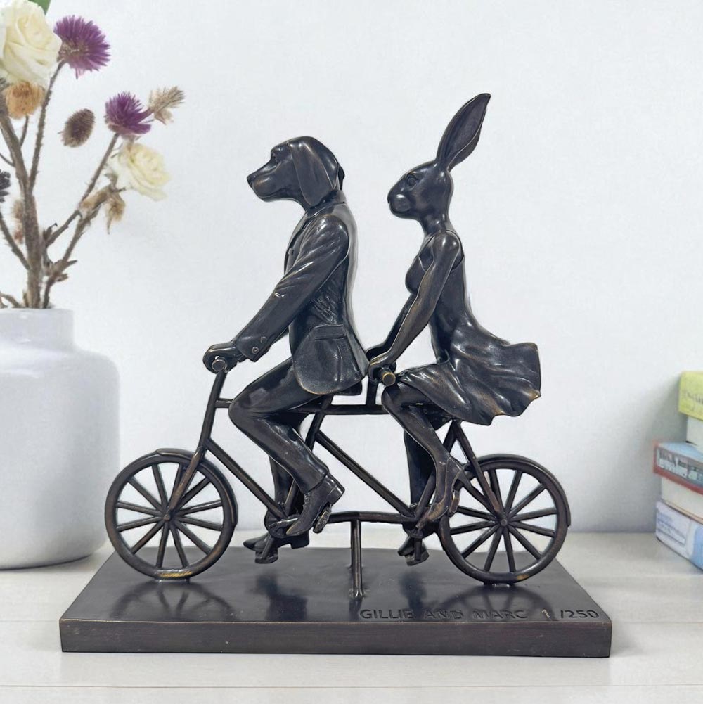 Rabbitwoman and Dogman Go Around the World with Love (Bronze Sculpture ...