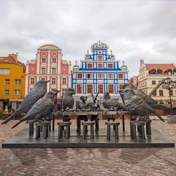 All Birds were Welcomed to Feast with Rabbitwoman and Dogman (Bronze Sculpture)