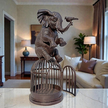 When Elephant Gave Bird Her Wings (Bronze Sculpture)
