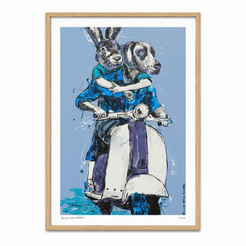 Vespa Riders in Blue (Print)