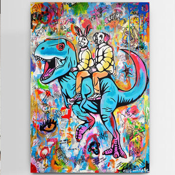 Blue T-Rex with Issues (Original Painting)