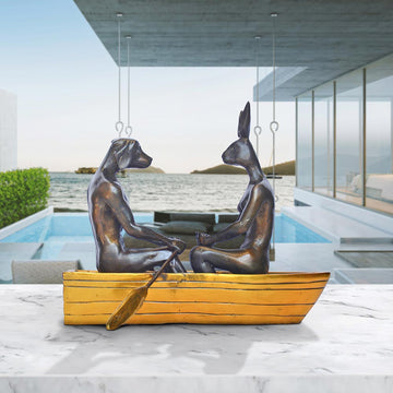 They Rowed, Rowed, Rowed Their Boat (Bronze Sculpture, Miniature Collection)