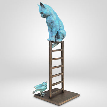 The Cat Loved his Bird Friend (Bronze Sculpture)