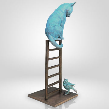 The Cat Loved his Bird Friend (Bronze Sculpture)