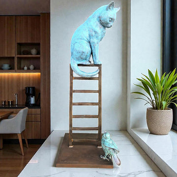 The Cat Loved his Bird Friend (Bronze Sculpture)