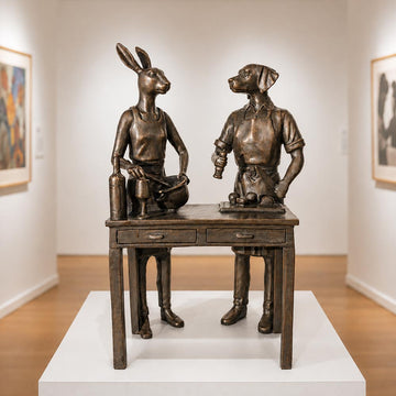 They Loved Being Celebrity Chefs (Bronze Sculpture, Small)