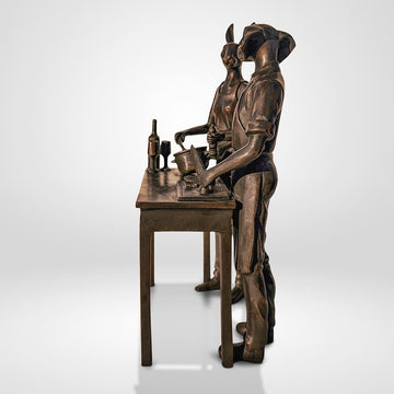 They Loved Being Celebrity Chefs (Bronze Sculpture, Small)