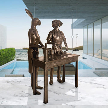 They Loved Being Celebrity Chefs (Bronze Sculpture, Small)