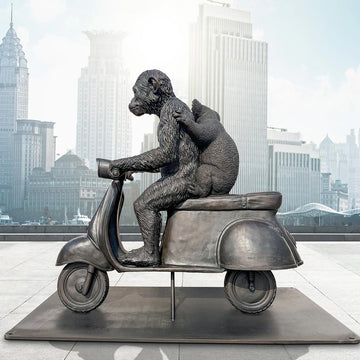 The Chimp and Koala Race on the Vespa (Bronze Sculpture)