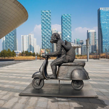 The Chimp and Koala Race on the Vespa (Bronze Sculpture)