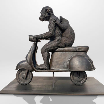 The Chimp and Koala Race on the Vespa (Bronze Sculpture)