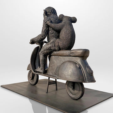 The Chimp and Koala Race on the Vespa (Bronze Sculpture)