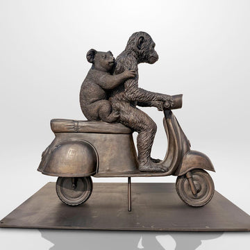 The Chimp and Koala Race on the Vespa (Bronze Sculpture)