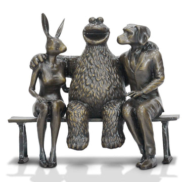 Cookie Monster Loves Rabbitwoman and Dogman (Bronze Sculpture, Small)