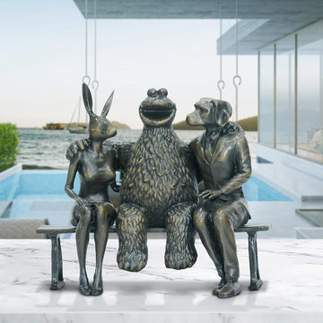 Cookie Monster Loves Rabbitwoman and Dogman (Bronze Sculpture, Small)
