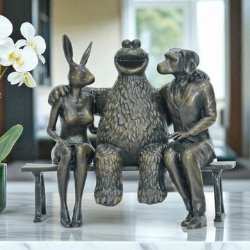 Cookie Monster Loves Rabbitwoman and Dogman (Bronze Sculpture, Small)