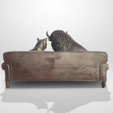 The Buffalo and Cougar Were Couch Buddies (Bronze Sculpture)