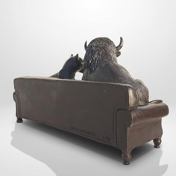 The Buffalo and Cougar Were Couch Buddies (Bronze Sculpture)