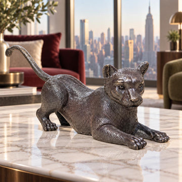 The Cub Crouched Low (Bronze Sculpture)