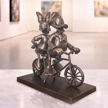 Daisy and Donald Take Love for a Spin (Resin Sculpture)