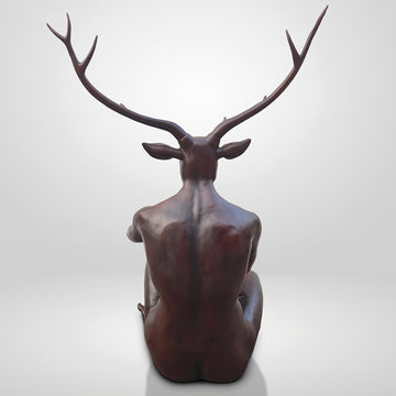 Deerman Loves His Pear (Bronze Sculpture)