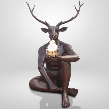 Deerman Loves His Pear (Bronze Sculpture)
