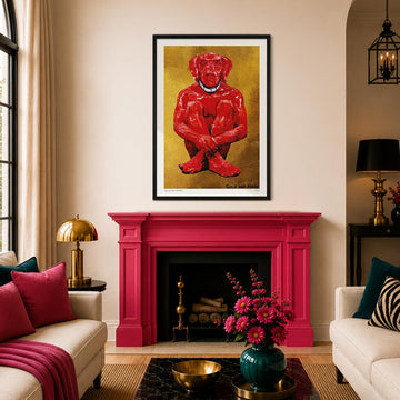Lost Dog in Red and Gold (Print)